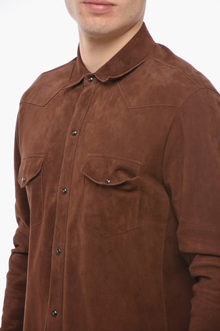 Leather Unlined Shirt with Double Chest Pocket