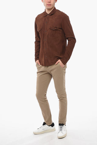 Leather Unlined Shirt with Double Chest Pocket