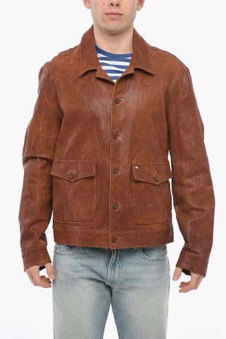 Leather Unlined Jacket with Collar