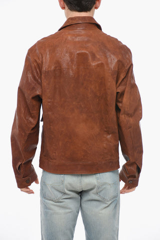 Leather Unlined Jacket with Collar