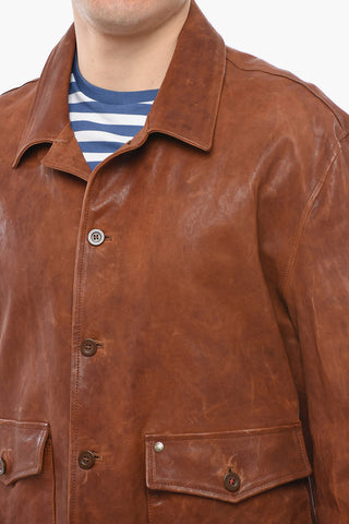 Leather Unlined Jacket with Collar