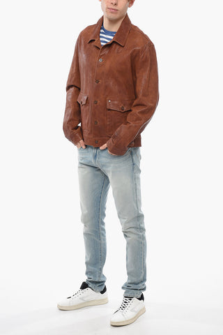 Leather Unlined Jacket with Collar