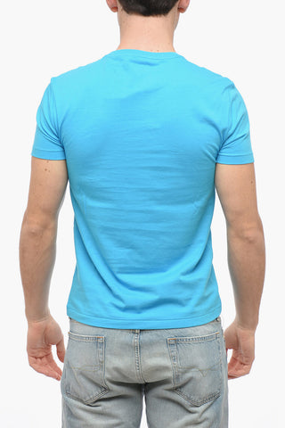 Crew Neck Cotton T-Shirt with Embroidered Logo