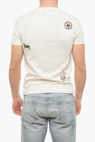 POLO COUNTRY T-Shirt Girocollo in Cotone con Ricami