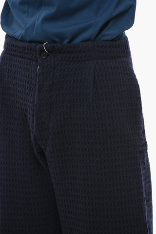 Pleated Wool Blend Pants With Martingale