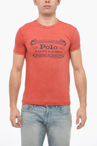 Crew Neck Cotton T-Shirt with Print