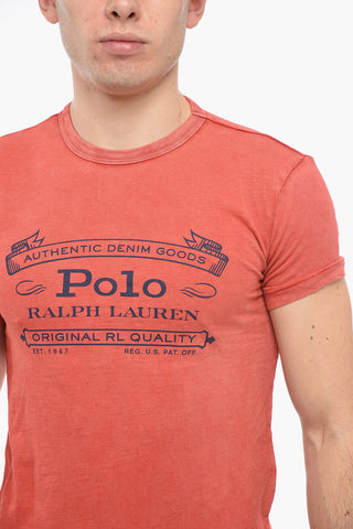 Crew Neck Cotton T-Shirt with Print