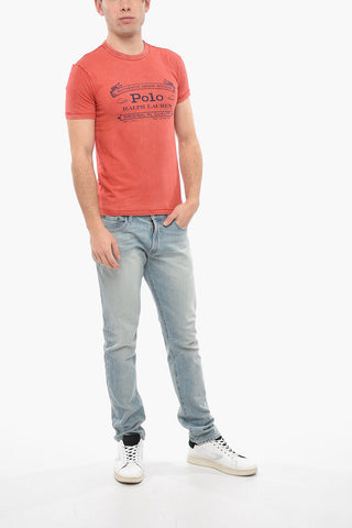Crew Neck Cotton T-Shirt with Print