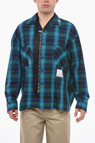 Asymmetric Checked Shirt with Tie Detail