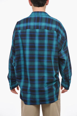 Asymmetric Checked Shirt with Tie Detail