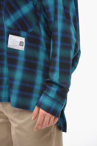 Asymmetric Checked Shirt with Tie Detail