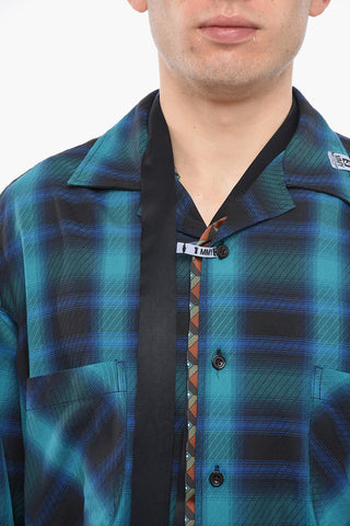 Asymmetric Checked Shirt with Tie Detail