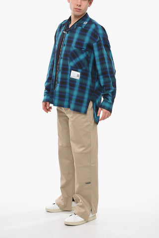 Asymmetric Checked Shirt with Tie Detail