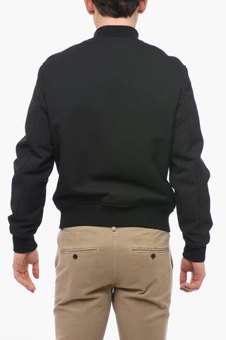 Wool Bomber Jacket with Metal Patch