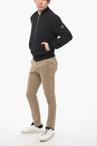 Wool Bomber Jacket with Metal Patch
