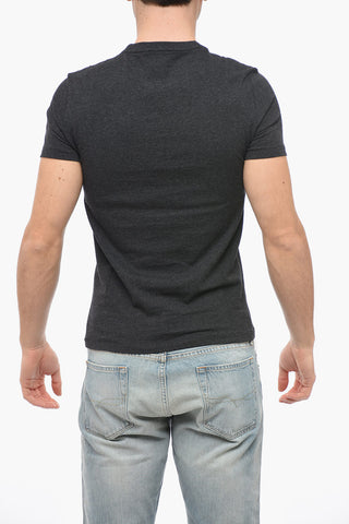 Crew Neck Cotton T-Shirt with Embroidered Logo
