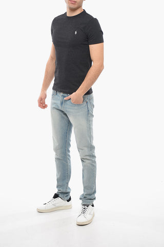 Crew Neck Cotton T-Shirt with Embroidered Logo