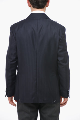Unlined Double-breasted Blazer with Peak Lapel