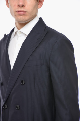 Unlined Double-breasted Blazer with Peak Lapel