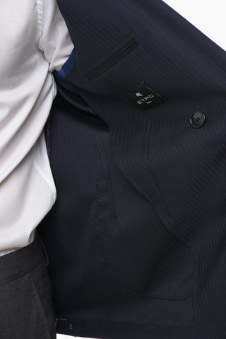 Unlined Double-breasted Blazer with Peak Lapel