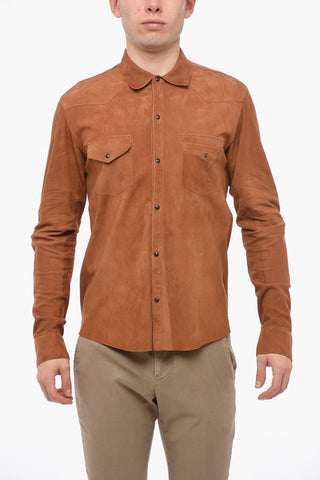 Leather Unlined Shirt with Double Chest Pocket