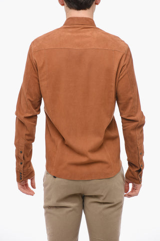 Leather Unlined Shirt with Double Chest Pocket