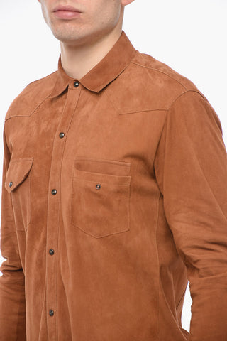 Leather Unlined Shirt with Double Chest Pocket