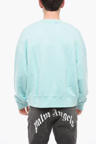 Crew Neck WHITE SHARK Sweatshirt with Terry Patch