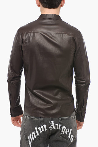 Leather Unlined Shirt with Double Chest Pocket