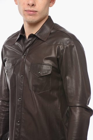 Leather Unlined Shirt with Double Chest Pocket