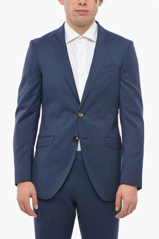 2 Button Virgin Wool Suit with Pinstriped Motif