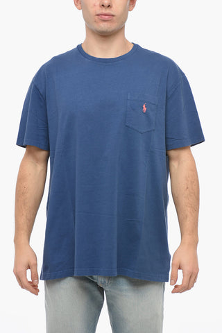 T-Shirt Girocollo in Cotone con Taschino Logato