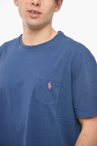 T-Shirt Girocollo in Cotone con Taschino Logato