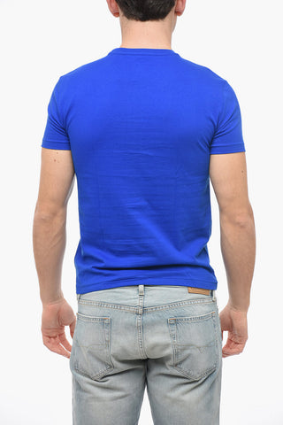 Crew Neck Cotton T-Shirt with Embroidered Logo