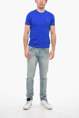 Crew Neck Cotton T-Shirt with Embroidered Logo