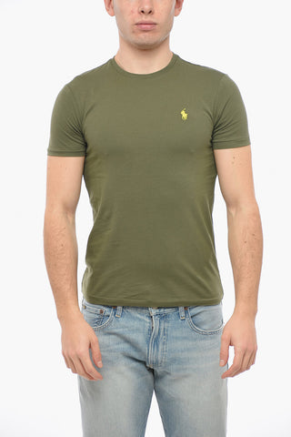 T-Shirt Girocollo in Cotone con Logo Ricamato