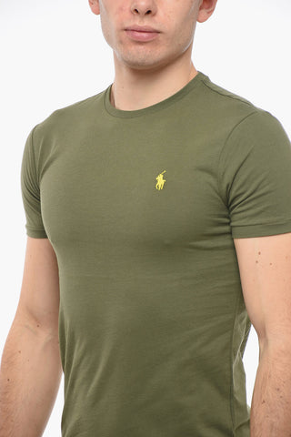 T-Shirt Girocollo in Cotone con Logo Ricamato