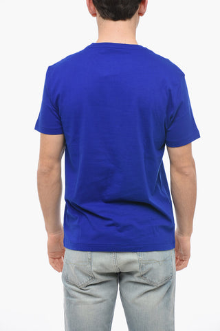 Crew Neck Cotton T-Shirt with Embroidered Logo