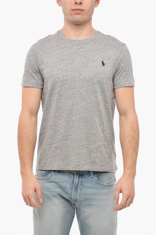 T-Shirt Girocollo in Cotone con Logo Ricamato