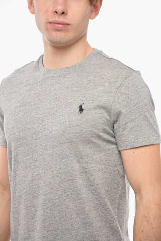 T-Shirt Girocollo in Cotone con Logo Ricamato