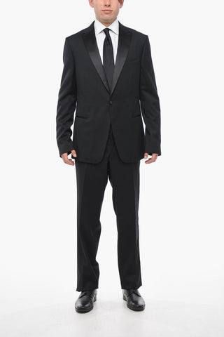 ZZEGNA Wool Peak Lapel Suit with Satin Detailing