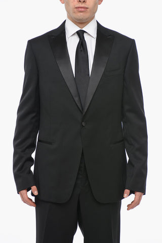 ZZEGNA Wool Peak Lapel Suit with Satin Detailing