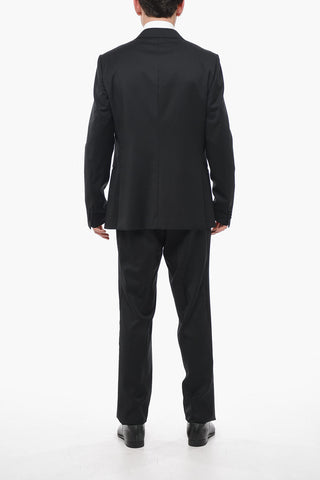 ZZEGNA Wool Peak Lapel Suit with Satin Detailing