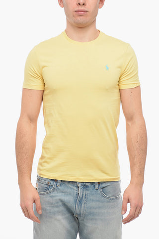 Crew Neck Cotton T-Shirt with Embroidered Logo