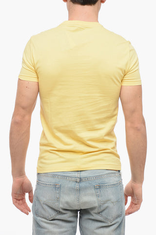 Crew Neck Cotton T-Shirt with Embroidered Logo