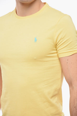 Crew Neck Cotton T-Shirt with Embroidered Logo