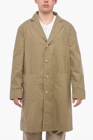 Trench in Cotone Cerato con Ampi Revers