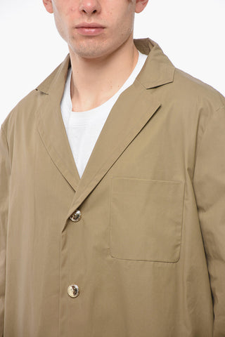 Trench in Cotone Cerato con Ampi Revers