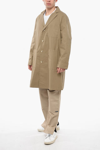 Trench in Cotone Cerato con Ampi Revers