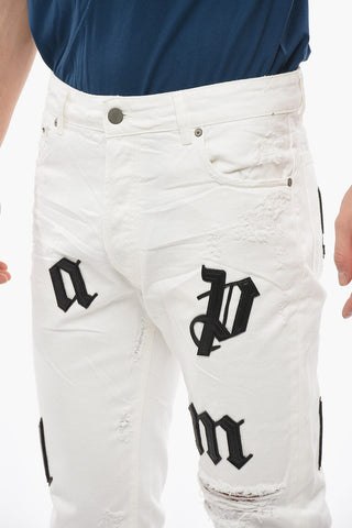 Slim Fit BULL LOGO Denims with Leather Patches 16cm